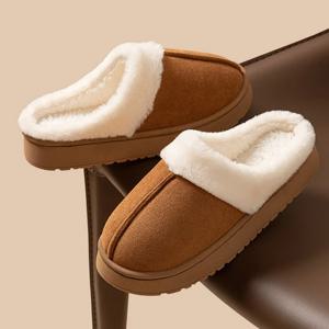 여성 통굽 스웨이드 겨울 털슬리퍼 실내화