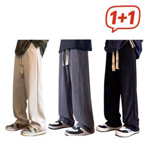 1+1 슬기로운 팬츠 생활 남성 코듀로이 와이드 기모 바지 따뜻한 코듀로이+부드러운 기모+도톰한두께