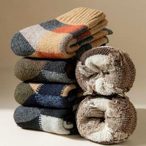 겨울 기모울혼방 보온 남성용 양말 세트 5개세트