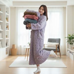 1+1 허그모리 오버핏 원피스 수면잠옷 홈웨어 푹신 극세사 잠옷 파자마