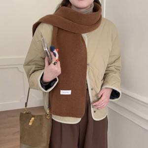 겨울 소프트 밀랍 니트 머플러 커플 베이직 머플러 기모 니트 머플러 베이직 여성 패션 퓨어 니트 머플러