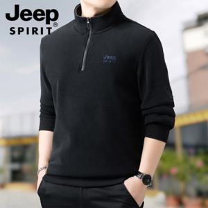 지프스피릿 남성 긴팔티 세미 하이 칼라 루즈 코튼 남자 야외 긴팔티 V388