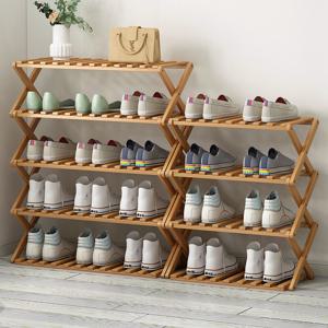 빼다 대나무 원목 접이식 신발 수납장 폴딩 선반 진열대