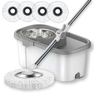 대걸레 짤순이 + 극세사걸레 4장 스텐통 마포 마대 밀대 탈수기