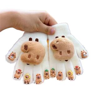 1 + 1 카피바라 어린이 장갑 겨울 신상 남녀 어린이 아기 다섯 손가락 세트 보온 방한 분지 장갑