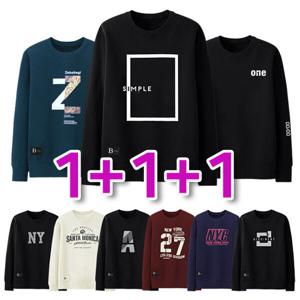 남녀공용 빅사이즈 ~4XL 따뜻한 기모맨투맨 티셔츠세트 1+1+1 무지블랙 프린트 다양한 디자인