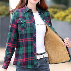 기모 체크 남방여성 융털 셔츠무늬 캐주어얼 겨울 블라우스