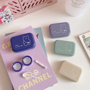 (5종 세트) 곰돌이 휴대용 렌즈 케이스 렌즈통 세척 보관함 세척기 세정액 보관 콘택트 컬러 써클 원데이