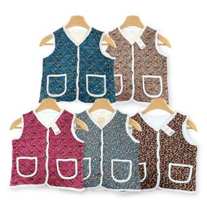 (1+1) 플라워 레트로 털 할머니 조끼 꽃무늬 김장 양털 조끼