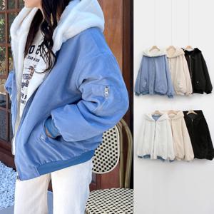 여성 양면 패딩 점퍼 후드 집업 뽀글이 밍크 퍼 양털 리버시블 겨울 빅사이즈