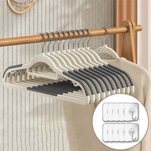 어깨뿔방지 옷걸이 10개+매직후크10개 세트/ 니트 티셔츠 처짐 방지 회전형 논슬립 실리콘