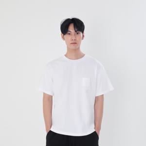 네오플레인 남자 무지 주머니 반팔 오버핏 티셔츠 20수 코튼 면티 레이어드 흰색티 이너티