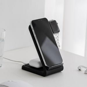 오토라 3IN1 고속 무선 충전기 화이트 블랙 갤럭시워치8 애플워치