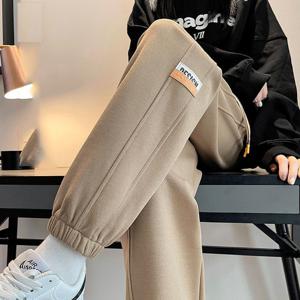 빅사이즈 브라운 트레이닝 츄리닝 바지 여성 봄 가을 얇은 스트링 캐주얼 밴딩 루즈핏 조거 배기핏 팬츠 바