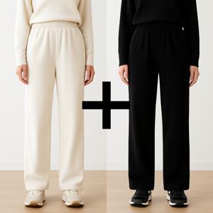 여성 겨울 골덴 기모 바지 와이드 밴딩 팬츠 블랙 베이지 프리사이즈 1+1 골덴바지