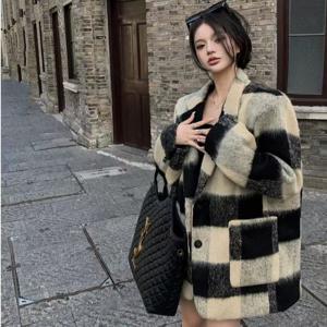 여성 정장자켓 겨울 빈티지 엘레강스 체크 데일리 캐주얼 통근 어디에나 잘 어울리는 루즈핏 날씬해 보이는