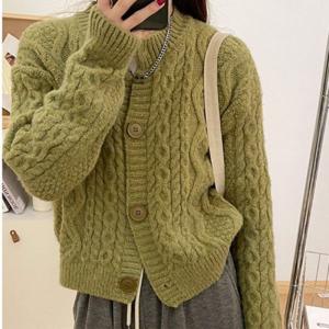 SUTA 니트 카디건 여성 꽈배기 니트 가디건 루즈핏 화이트 핑크 스웨터 10대 20대 여학생 대학생 데일리룩