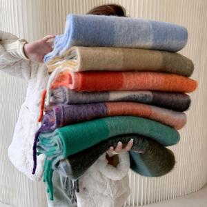 빅사이즈 니트 롱 목도리 소프트 캐시 체크 머플러 넥워머 (2장이상 추가할인)