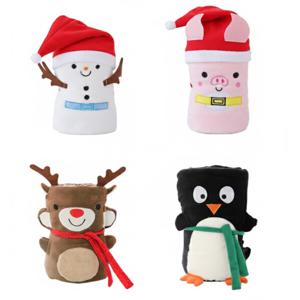 1+1 겨울 크리스마스 무릎 담요 루돌프 산타 캐릭터 밍크 이불 극세사 담요 초등 학교 학생 단체 선물