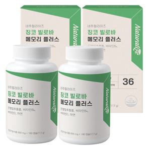 징코빌로바 메모리 플러스 650mg x 180캡슐 2박스 은행잎추출물 징코 빌로바 12개월분
