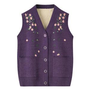 SUTA 기모조끼 할머니조끼 김장조끼 꽃무늬 자수 따듯한 조끼