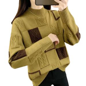 여성 체크 패턴 니트 스웨터 가을 겨울 오버사이즈 어디에나 어울리는 상의