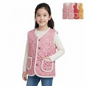 1+1 귀여운 아동 꽃무늬 조끼 남아 여아 어린이 기모 털조끼