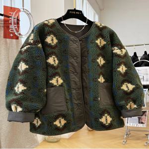 SUTA 스웨이드 점퍼 코트 복고풍 후리스 여성 캐주얼 재킷 리버시블 양면점퍼 뽀글이 브라운