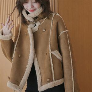 SUTA 기모 점퍼 코트 가을 겨울 여성 스웨이드 자켓 하이넥 더블 빈티지 도톰한 트렌디 캐주얼 데일리 여자