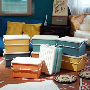 이츠 리빙박스 4P 팬트리 펜트리 수납 장난감 옷 정리 33L 대용량 적층 가능 핸들 손잡이 포함형 (+우드탑)