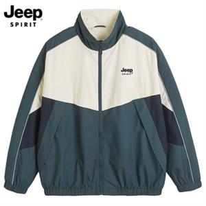 지프스피릿 JEEP SPIRIT 차이나넥 집업재킷 블루종핏 캐주얼 유니 컬러 블락 우븐 자켓 J6058
