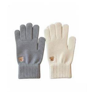 귀여운 곰돌이 스마트폰 터치 장갑 니트 핑거홀 어린이집 유치원 초등 학생 학교 크리스마스 단체 선