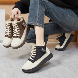 여자 가을 겨울 키높이 통굽 털운동화 하이탑 방한화