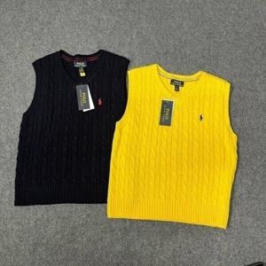 폴 로 랄 프 로 렌 자수 베스트 꽈배기 나시 니트 스웨터 루즈핏 민소매 톱