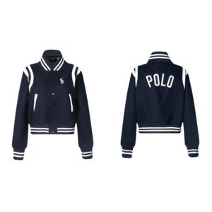 폴 로 캐주얼 자수 빈티지 패치 레터링 프린트 야구점퍼