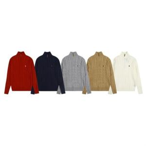 폴 로 클래식 빈티지 반집업 남성 클래식 통기 니트 탑 티셔츠