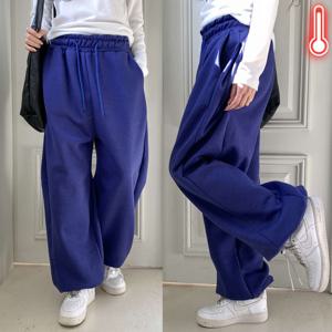 여성 사이드 핀턱 특기모 조거 팬츠 밴딩 바지 겨울 벌룬 빅사이즈 옆 주름 트레이닝 홈웨어 면 기모