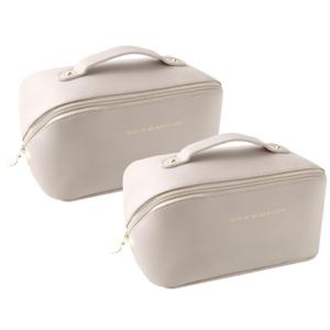 1+1 가죽 화장품파우치 여성 휴대용 여행용 대용량 가방 이너백 메이크업 파우치