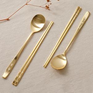 부부 골드도금 수저세트 2P CH 24K 금도금 금수저 결혼 답례품 선물 세트