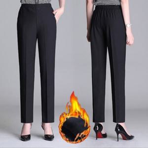 여성 일자핏 겨울 방한 기모슬랙스 9부 밴딩 기모바지