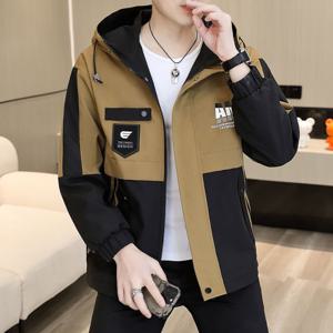 KNMAT 멋쟁이 언발란스 남성 봄 가을 바람막이 후드집업 경량 루즈핏 카고 점퍼