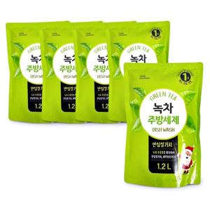 녹차 주방세제 1.2L-5개 설거지 세제 야채 과일 세척용 1종 세척제 녹차추출물 세정제