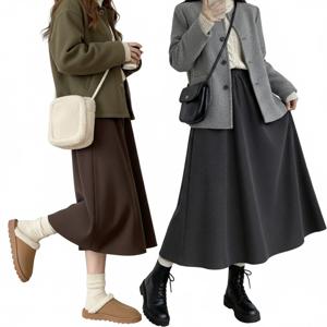 겨울 여성 코듀로이 기모 롱치마 여자 골덴 롱스커트 스판 A라인 치마