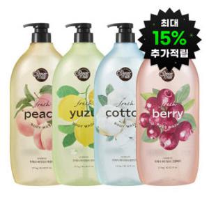 (최대 15% 적립) 샤워메이트 프레시 바디워시 4종 1.2kg  x3개