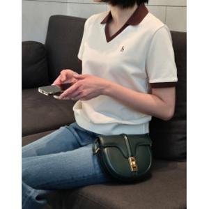 브이넥 카라배색 반소매 피케 티셔츠 아이보리 HSTS5B903IV