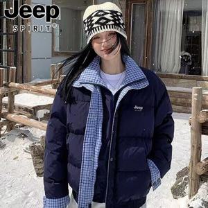 JEEP SPIRIT 가짜 투피스 코튼 재킷 여성 가을 겨울 소형 두껍고 따뜻한 재킷
