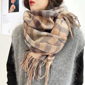 겨울 목도리 체크 무늬 캐시미어 머플러