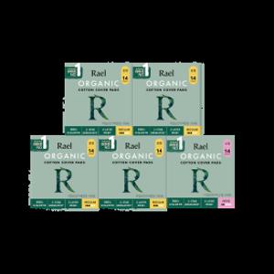 라엘  유기농 순면커버 생리대 5팩세트 (중/대)