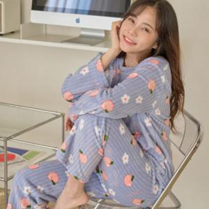 이너리즘 극세사 골지 피치 밍크융털 수면잠옷 상하의세트