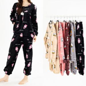 시크나인 여성 수면 상하세트 잠옷 도톰한 밍크 원단 캐릭터 디자인 5종